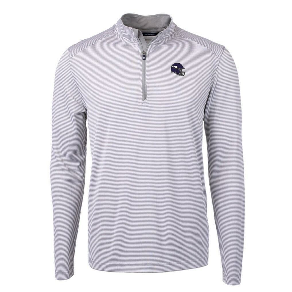 Minnesota Vikings  Cutter & Buck Big & Tall Virtue Eco Pique Micro Stripe Tri-Blend Quarter-Zip Jacket