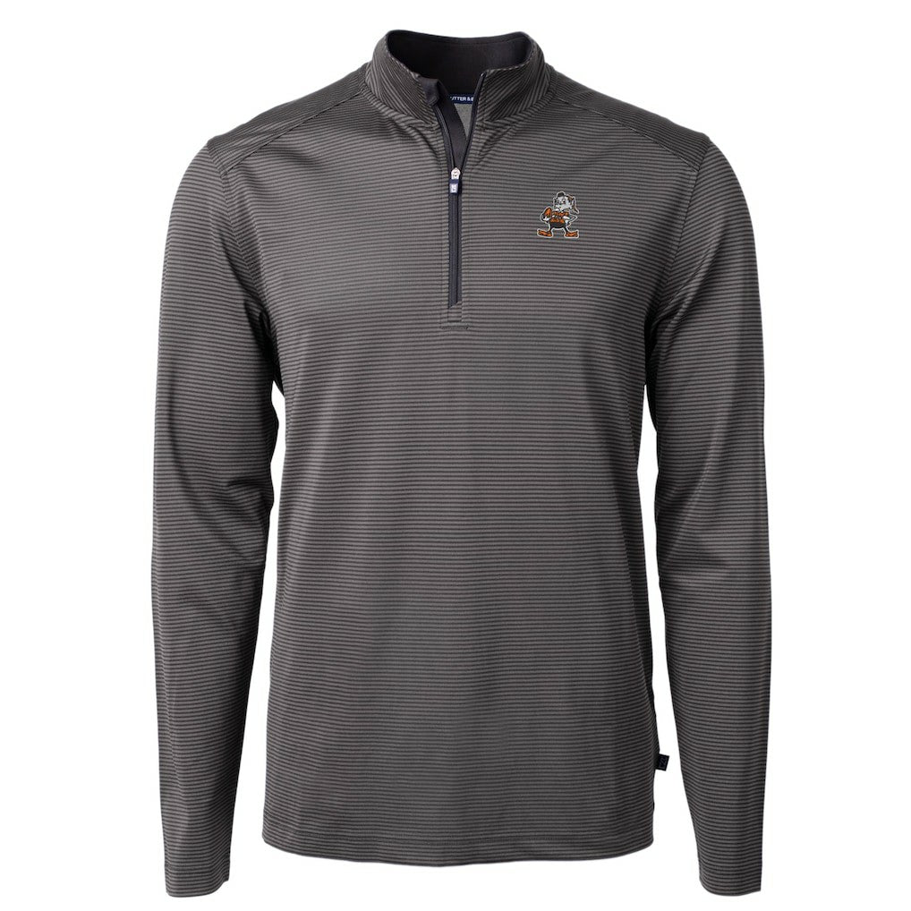 Cleveland Browns  Cutter & Buck Big & Tall Virtue Eco Pique Micro Stripe Tri-Blend Quarter-Zip Jacket
