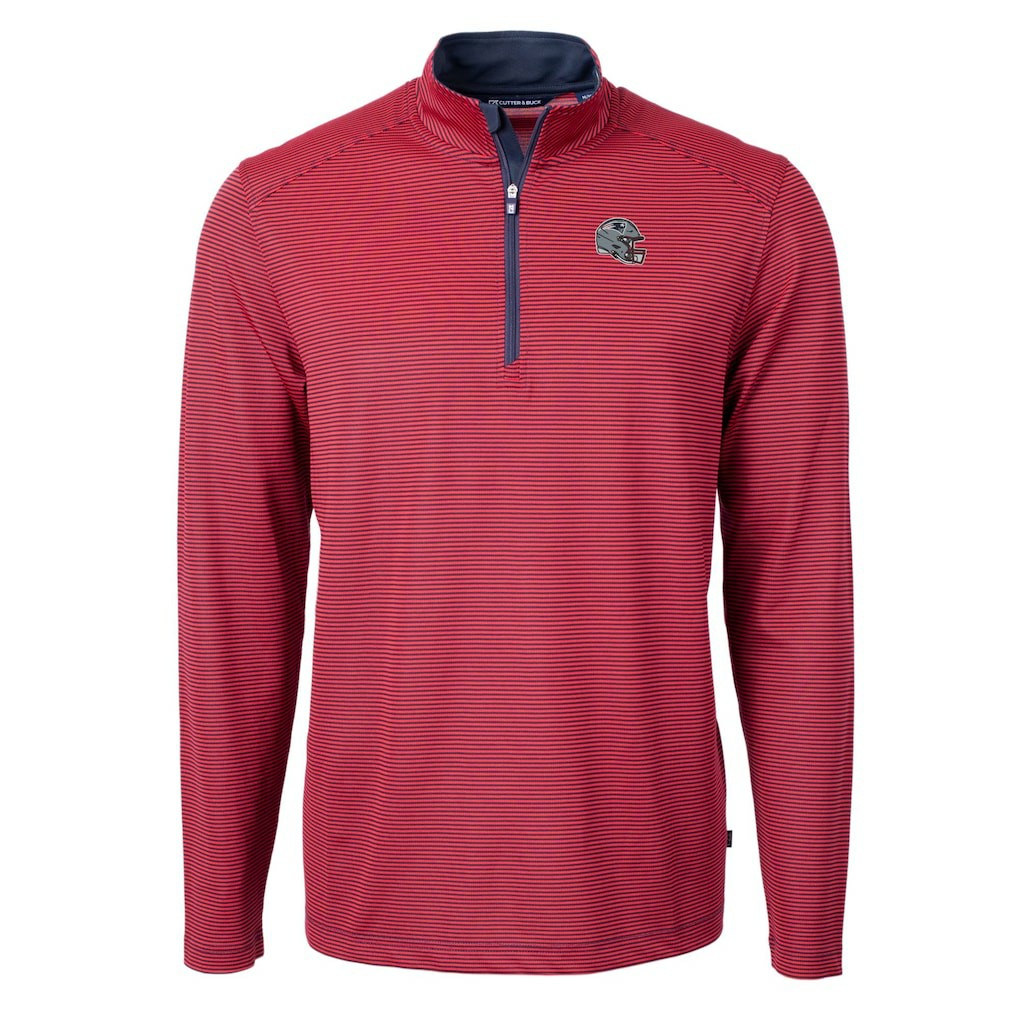 New England Patriots  Cutter & Buck Big & Tall Virtue Eco Pique Micro Stripe Tri-Blend Quarter-Zip Jacket