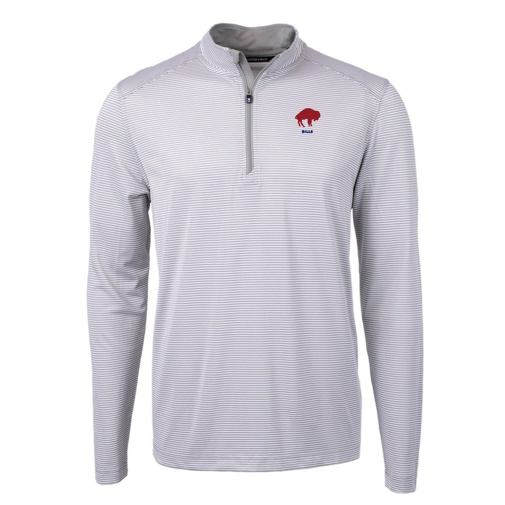 Buffalo Bills  Cutter & Buck Big & Tall Virtue Eco Pique Micro Stripe Tri-Blend Quarter-Zip Jacket