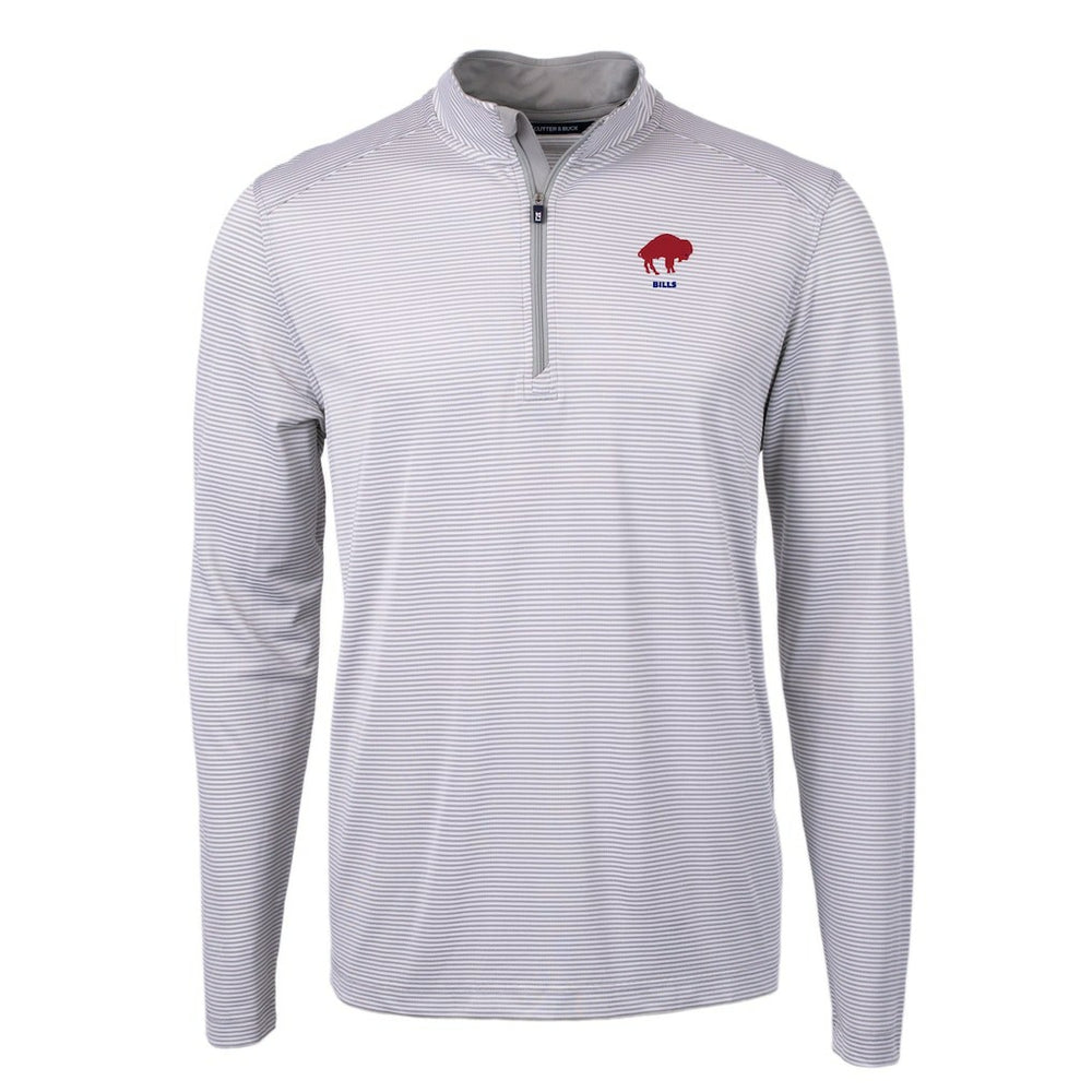 Buffalo Bills  Cutter & Buck Big & Tall Virtue Eco Pique Micro Stripe Tri-Blend Quarter-Zip Jacket