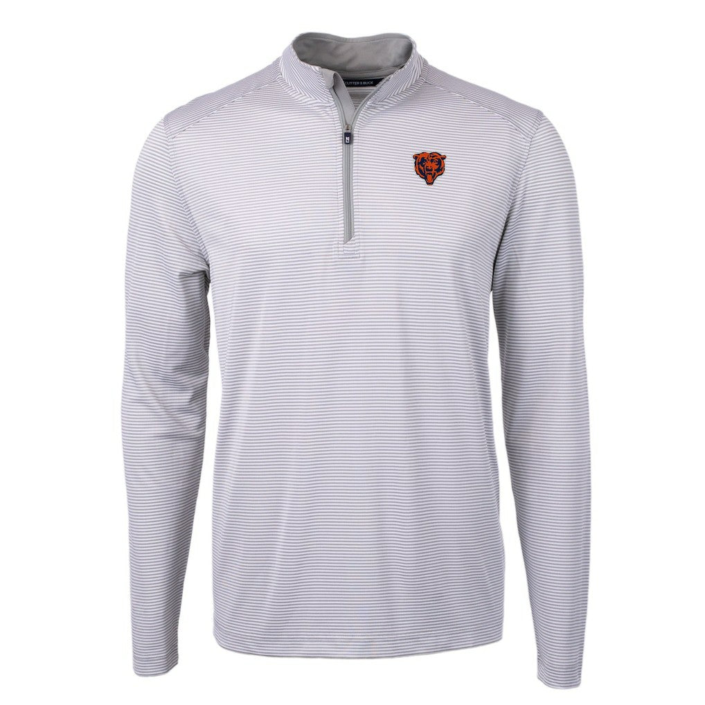 Chicago Bears  Cutter & Buck Big & Tall Virtue Eco Pique Micro Stripe Tri-Blend Quarter-Zip Jacket