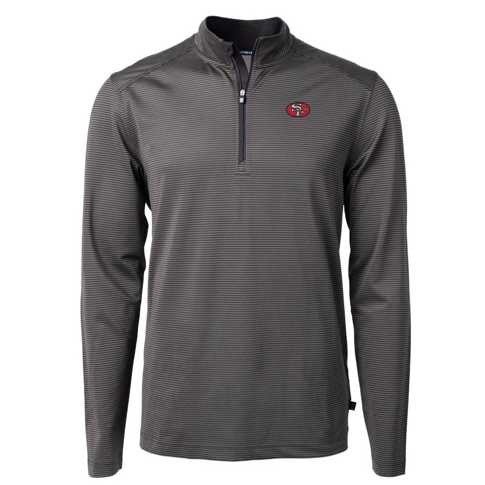 San Francisco 49ers  Cutter & Buck Big & Tall Virtue Eco Pique Micro Stripe Tri-Blend Quarter-Zip Jacket