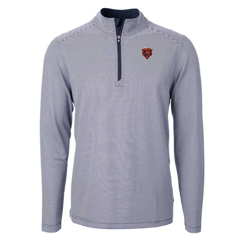 Chicago Bears  Cutter & Buck Big & Tall Virtue Eco Pique Micro Stripe Tri-Blend Quarter-Zip Jacket