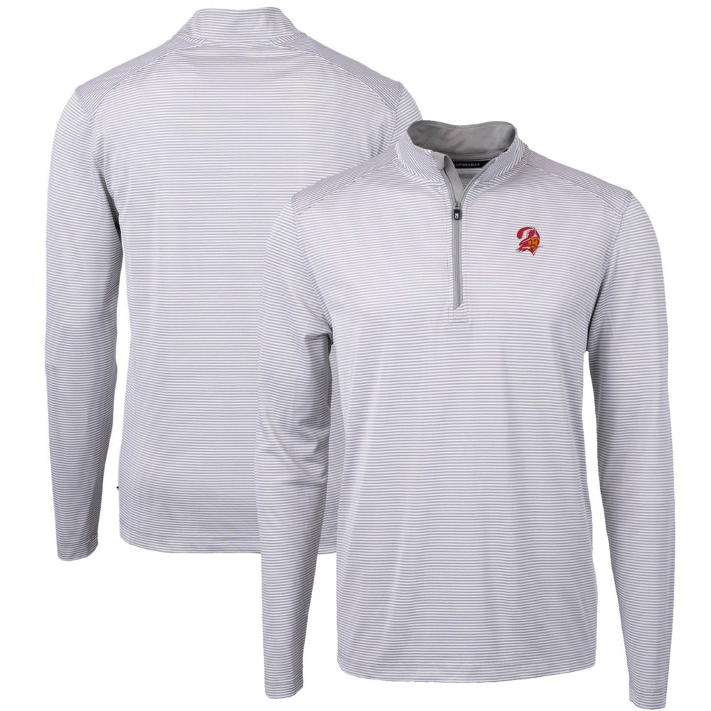 Tampa Bay Buccaneers  Cutter & Buck Big & Tall Virtue Eco Pique Micro Stripe Tri-Blend Quarter-Zip Jacket