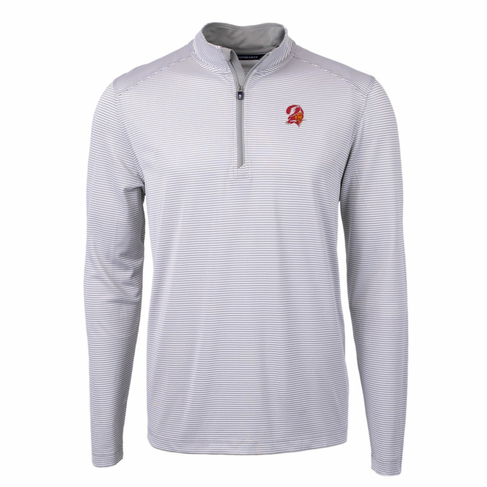 Tampa Bay Buccaneers  Cutter & Buck Big & Tall Virtue Eco Pique Micro Stripe Tri-Blend Quarter-Zip Jacket