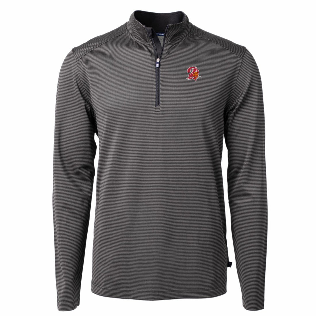 Tampa Bay Buccaneers  Cutter & Buck Big & Tall Virtue Eco Pique Micro Stripe Tri-Blend Quarter-Zip Jacket