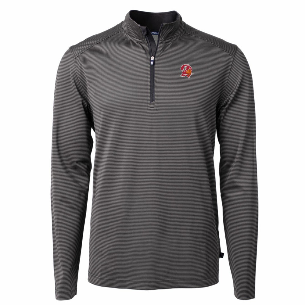 Tampa Bay Buccaneers  Cutter & Buck Big & Tall Virtue Eco Pique Micro Stripe Tri-Blend Quarter-Zip Jacket