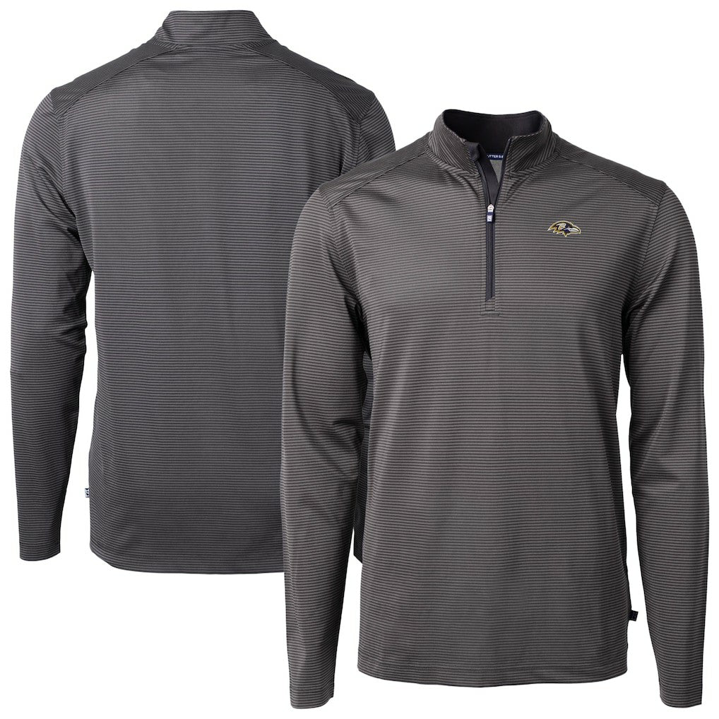 Baltimore Ravens  Cutter & Buck Big & Tall Virtue Eco Pique Micro Stripe Tri-Blend Quarter-Zip Jacket