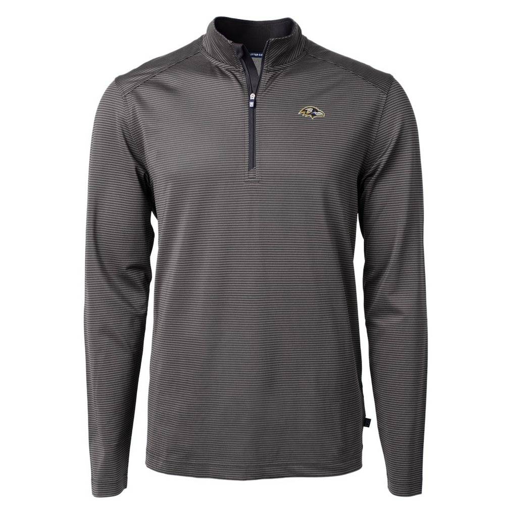 Baltimore Ravens  Cutter & Buck Big & Tall Virtue Eco Pique Micro Stripe Tri-Blend Quarter-Zip Jacket