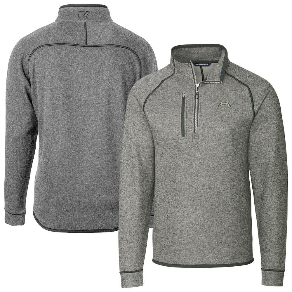 Los Angeles Chargers  Cutter & Buck Big & Tall Mainsail Sweater-Knit Raglan Half-Zip Jacket