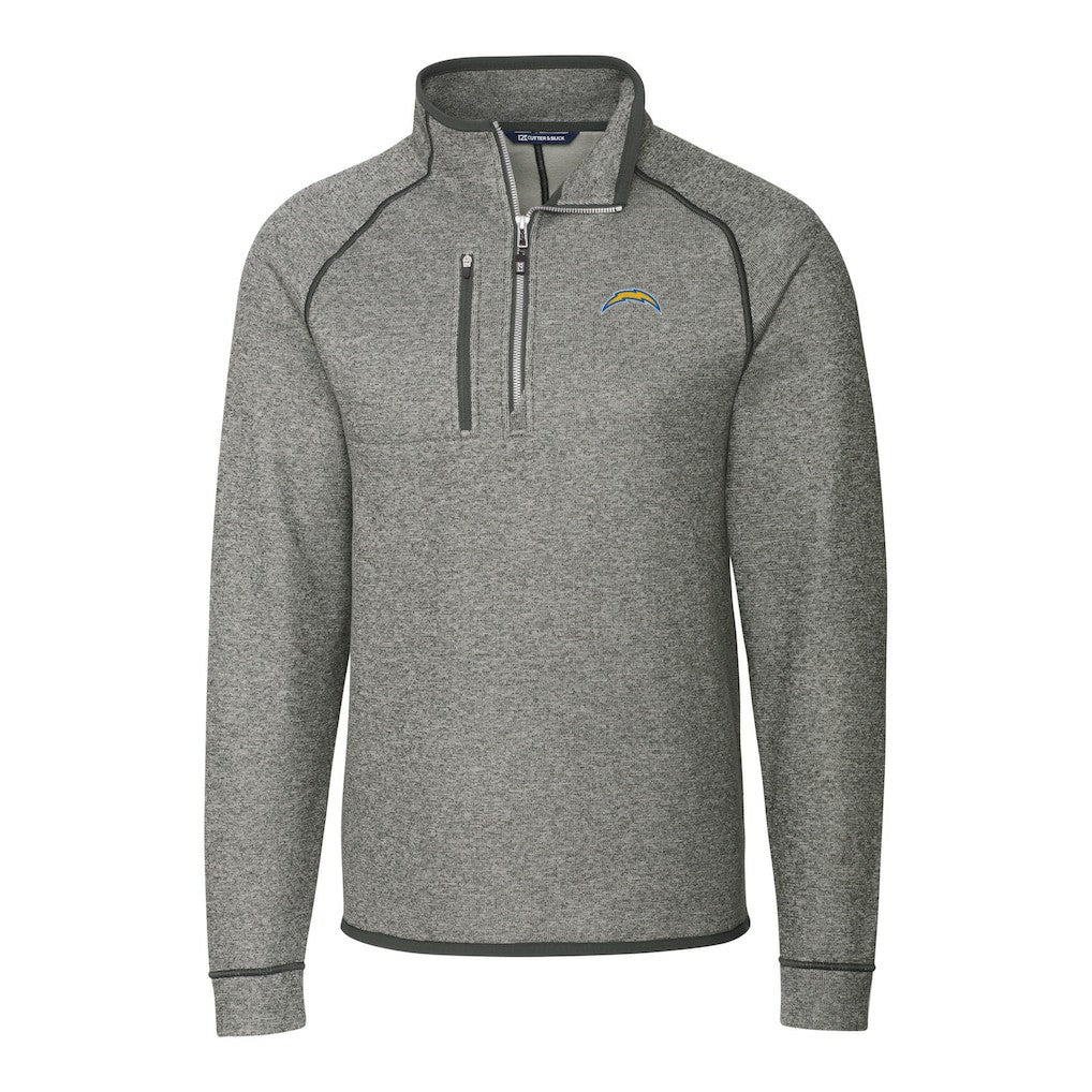 Los Angeles Chargers  Cutter & Buck Big & Tall Mainsail Sweater-Knit Raglan Half-Zip Jacket