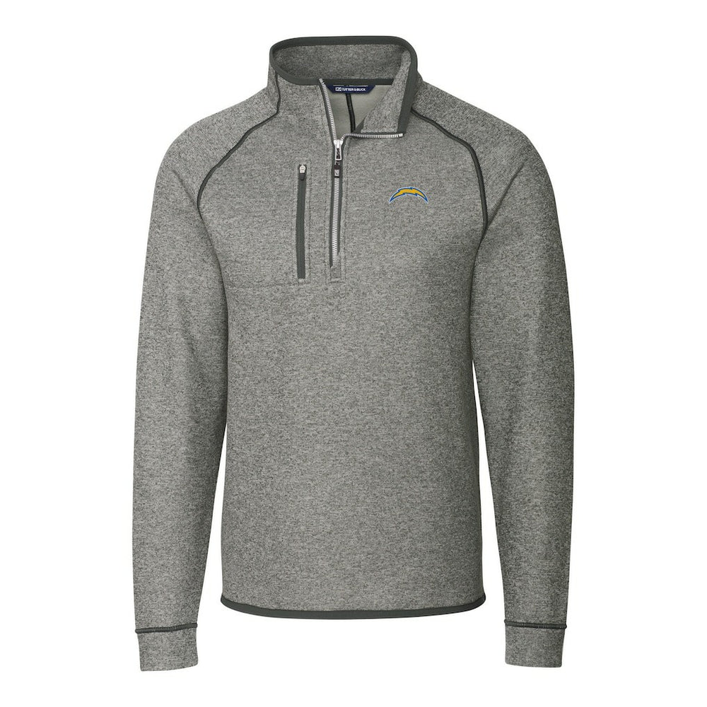 Los Angeles Chargers  Cutter & Buck Big & Tall Mainsail Sweater-Knit Raglan Half-Zip Jacket