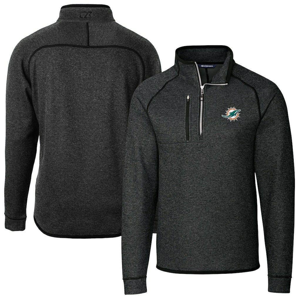 Miami Dolphins  Cutter & Buck Big & Tall Mainsail Sweater-Knit Half-Zip Jacket