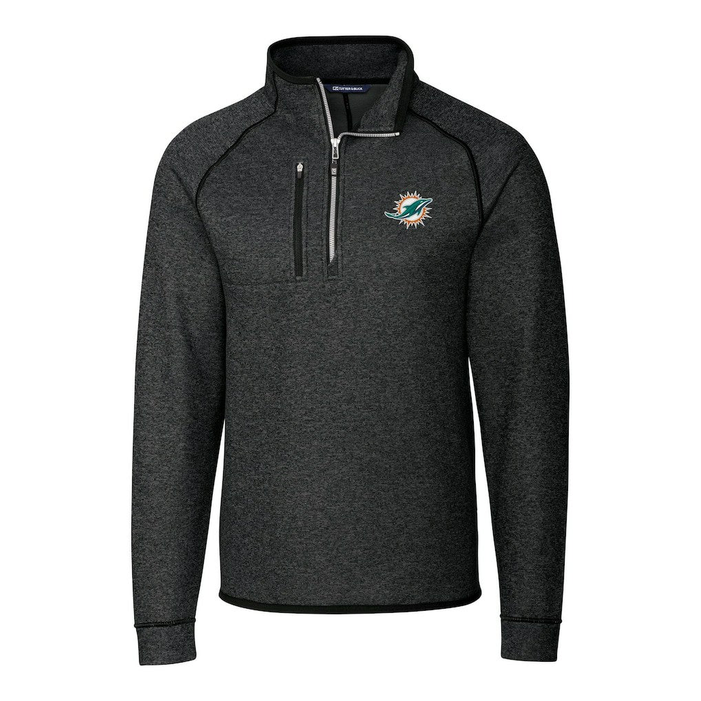Miami Dolphins  Cutter & Buck Big & Tall Mainsail Sweater-Knit Half-Zip Jacket