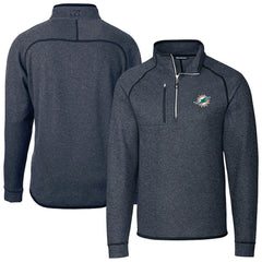 Miami Dolphins  Cutter & Buck Big & Tall Mainsail Sweater-Knit Half-Zip Jacket