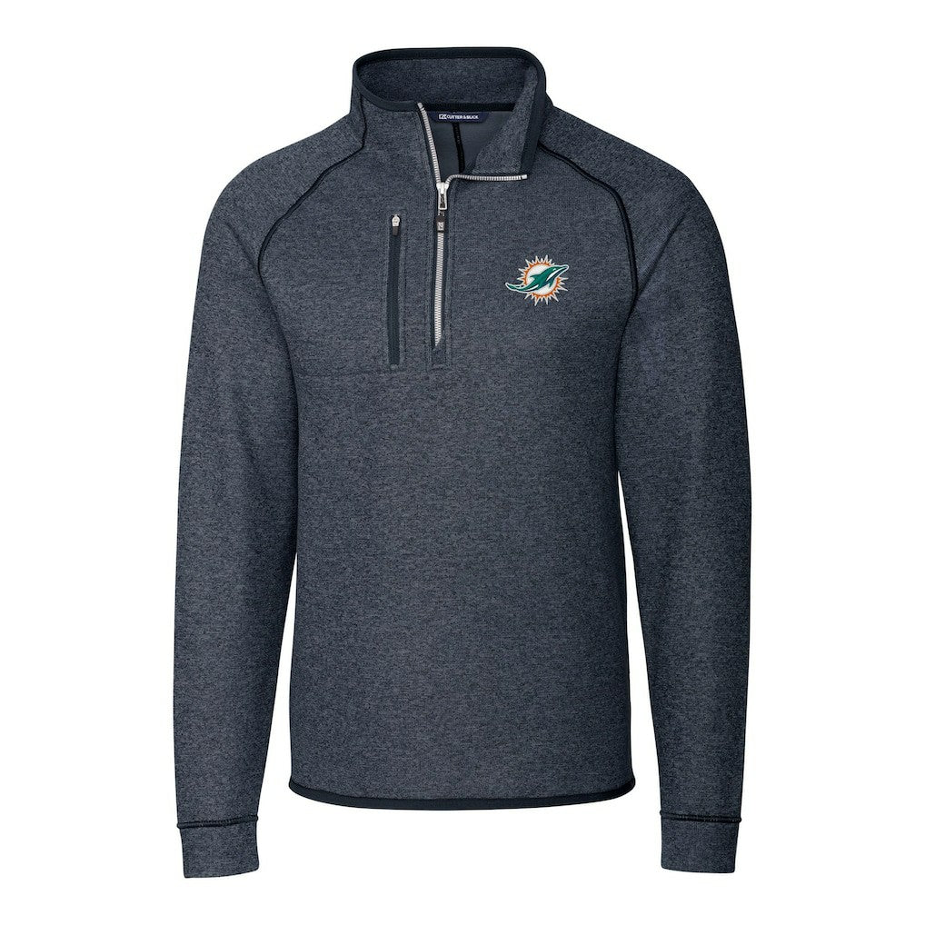 Miami Dolphins  Cutter & Buck Big & Tall Mainsail Sweater-Knit Half-Zip Jacket