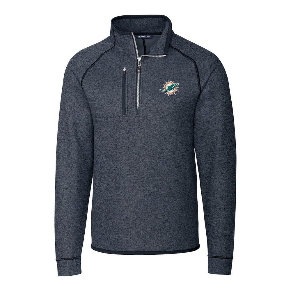 Miami Dolphins  Cutter & Buck Big & Tall Mainsail Sweater-Knit Half-Zip Jacket