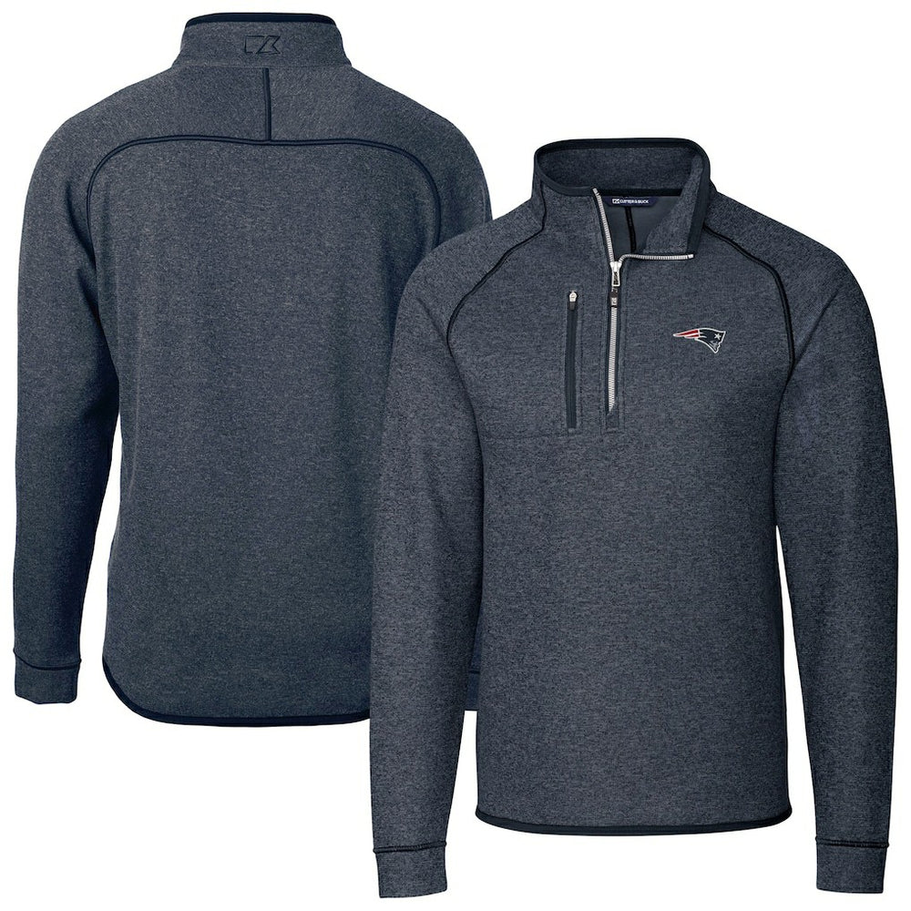 New England Patriots  Cutter & Buck Big & Tall Mainsail Sweater-Knit Half-Zip Jacket