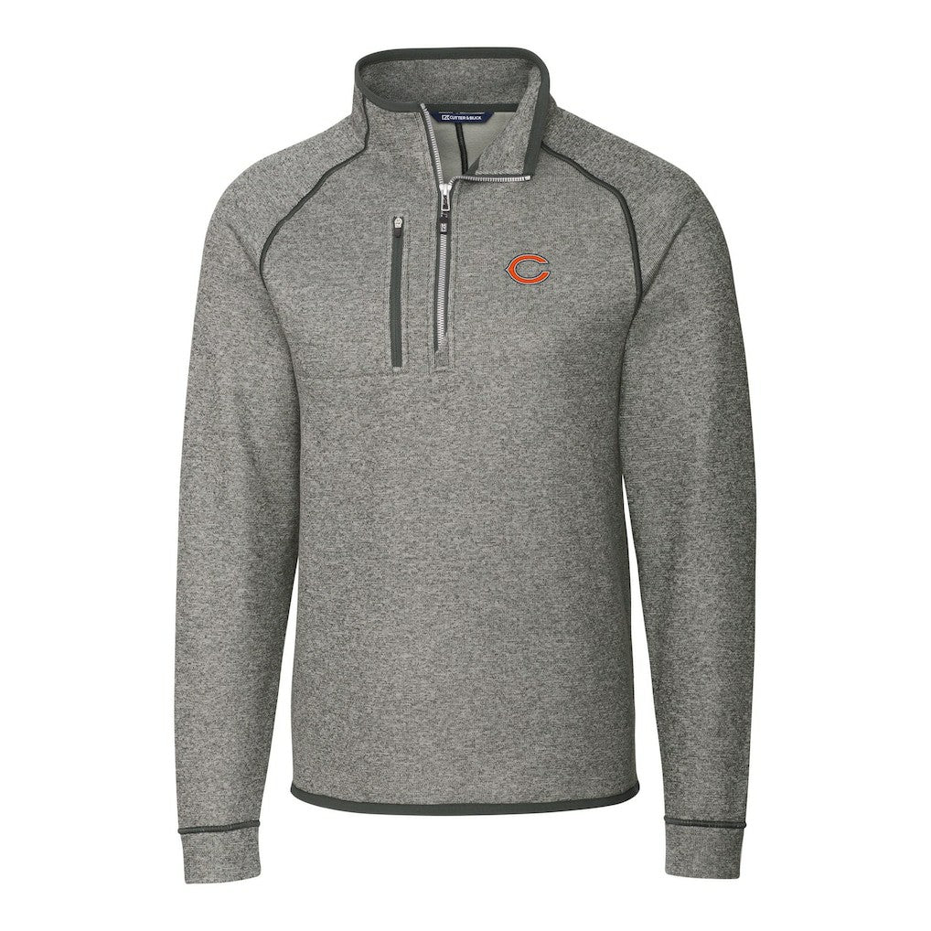 Chicago Bears  Cutter & Buck Big & Tall Mainsail Sweater-Knit Half-Zip Jacket