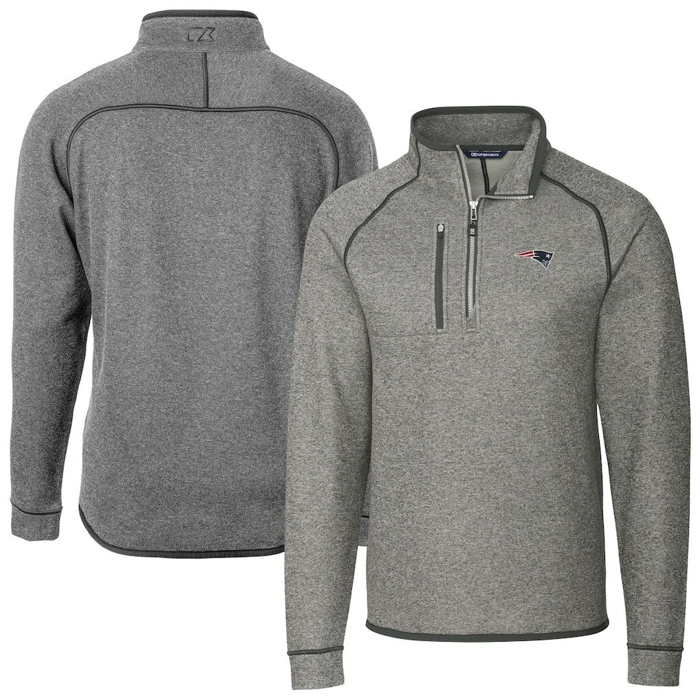 New England Patriots  Cutter & Buck Big & Tall Mainsail Sweater-Knit Half-Zip Jacket