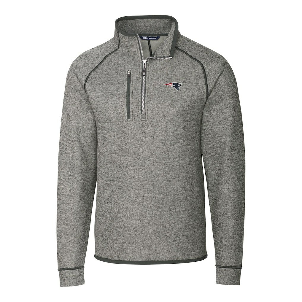New England Patriots  Cutter & Buck Big & Tall Mainsail Sweater-Knit Half-Zip Jacket