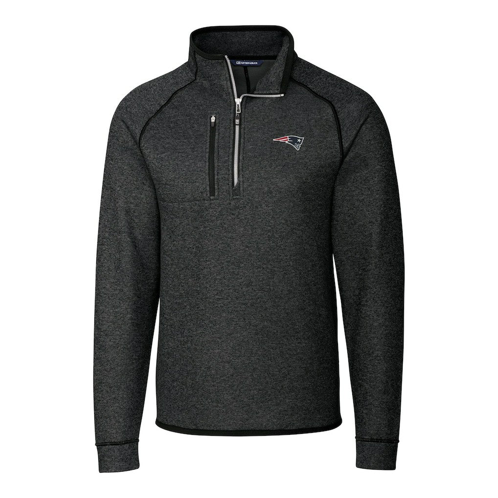 New England Patriots  Cutter & Buck Big & Tall Mainsail Sweater-Knit Half-Zip Jacket