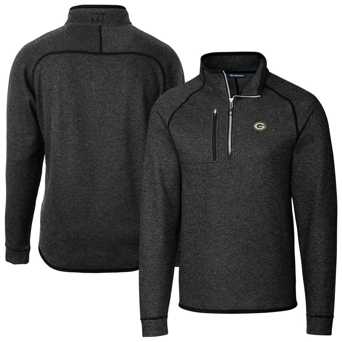 Green Bay Packers  Cutter & Buck Big & Tall Mainsail Sweater-Knit Half-Zip Jacket