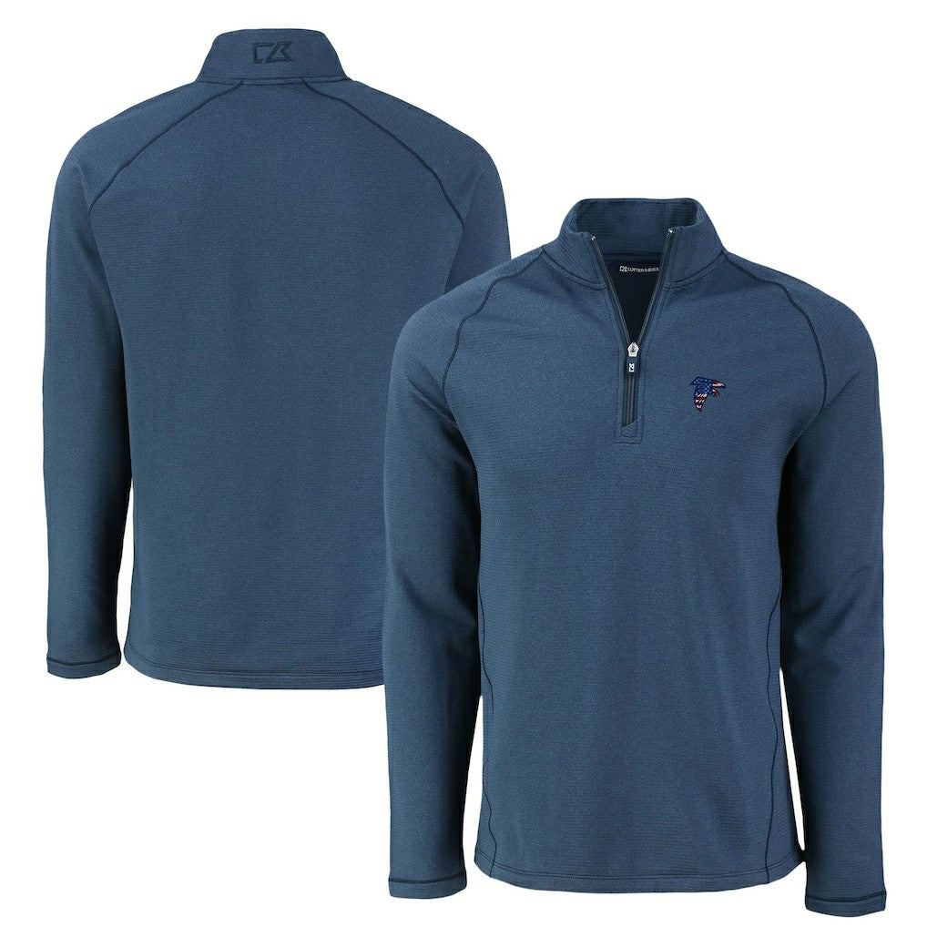 Atlanta Falcons  Cutter & Buck Peshastin Eco Fleece Tri-Blend Raglan Recycled Quarter-Zip Jacket