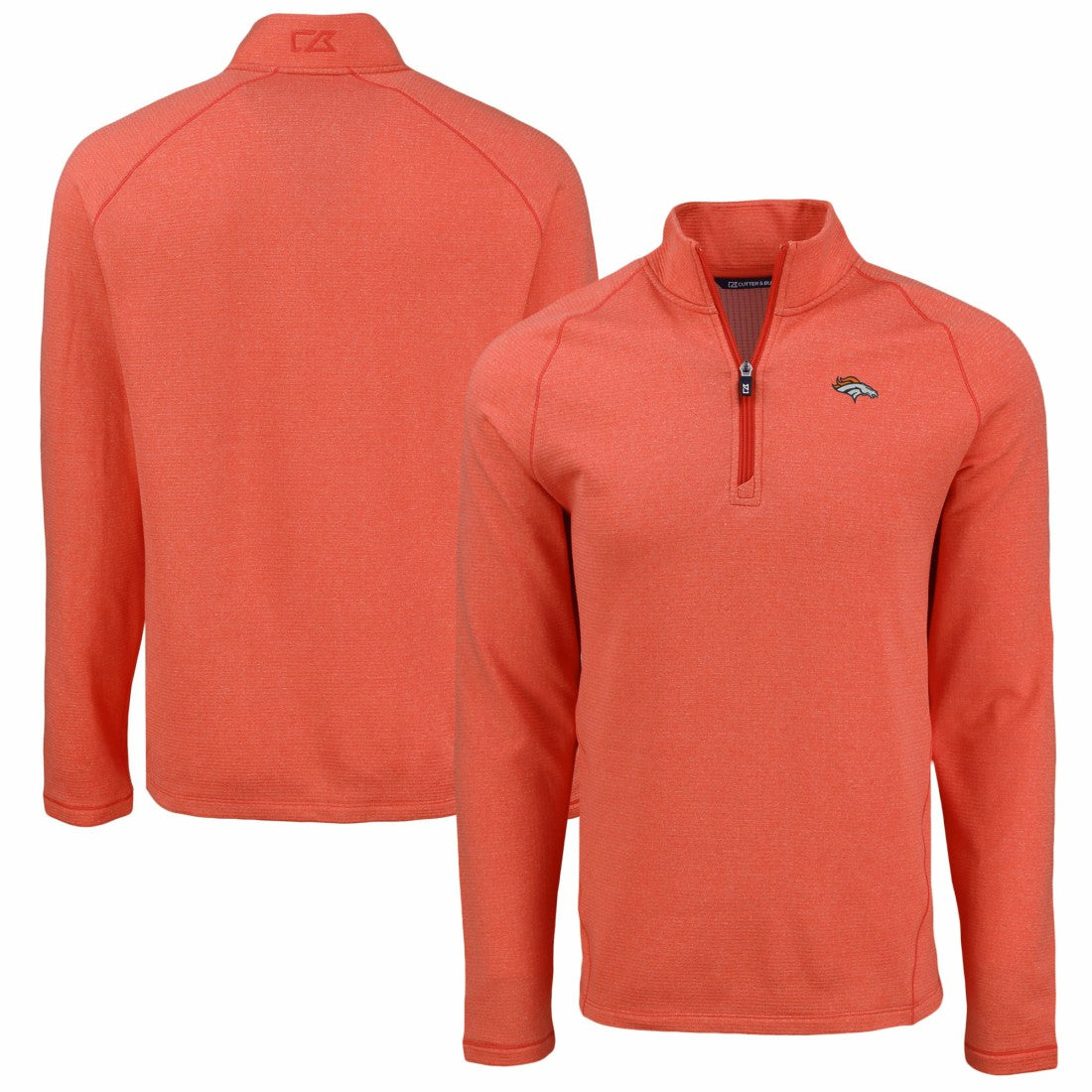 Denver Broncos  Cutter & Buck Peshastin Eco Fleece Tri-Blend Raglan Recycled Quarter-Zip Jacket