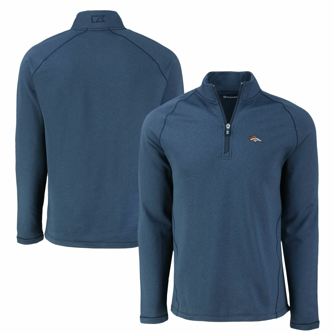 Denver Broncos  Cutter & Buck Peshastin Eco Fleece Tri-Blend Raglan Recycled Quarter-Zip Jacket