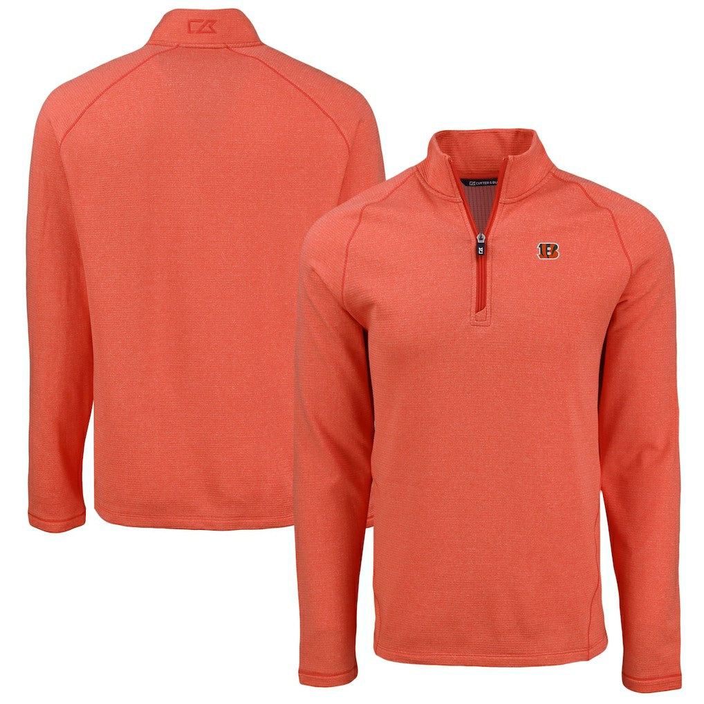 Cincinnati Bengals  Cutter & Buck Peshastin Eco Fleece Tri-Blend Raglan Recycled Quarter-Zip Jacket