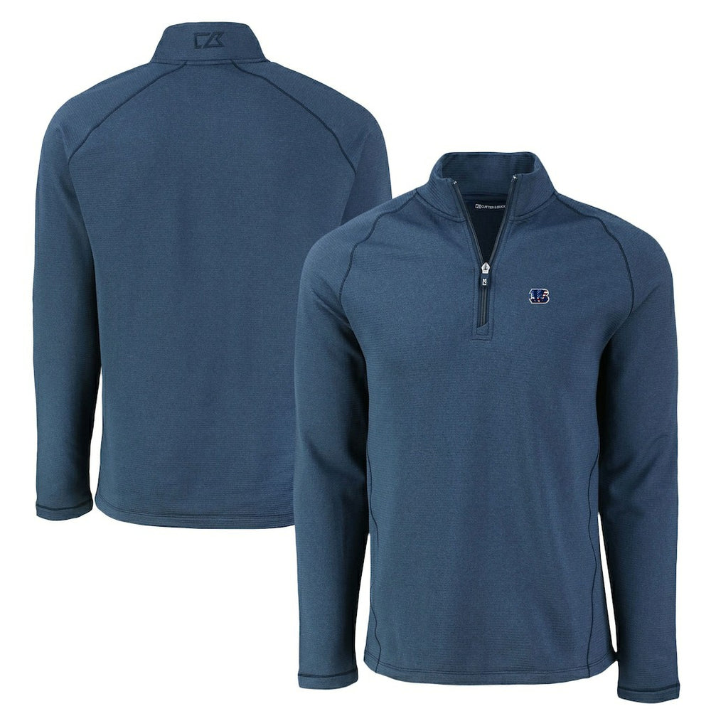Cincinnati Bengals  Cutter & Buck Peshastin Eco Fleece Tri-Blend Raglan Recycled Quarter-Zip Jacket