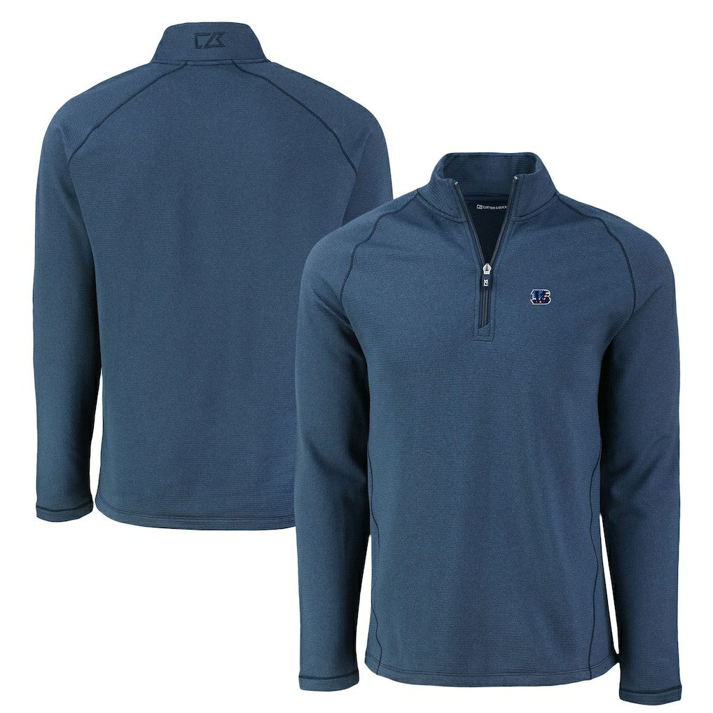 Cincinnati Bengals  Cutter & Buck Peshastin Eco Fleece Tri-Blend Raglan Recycled Quarter-Zip Jacket