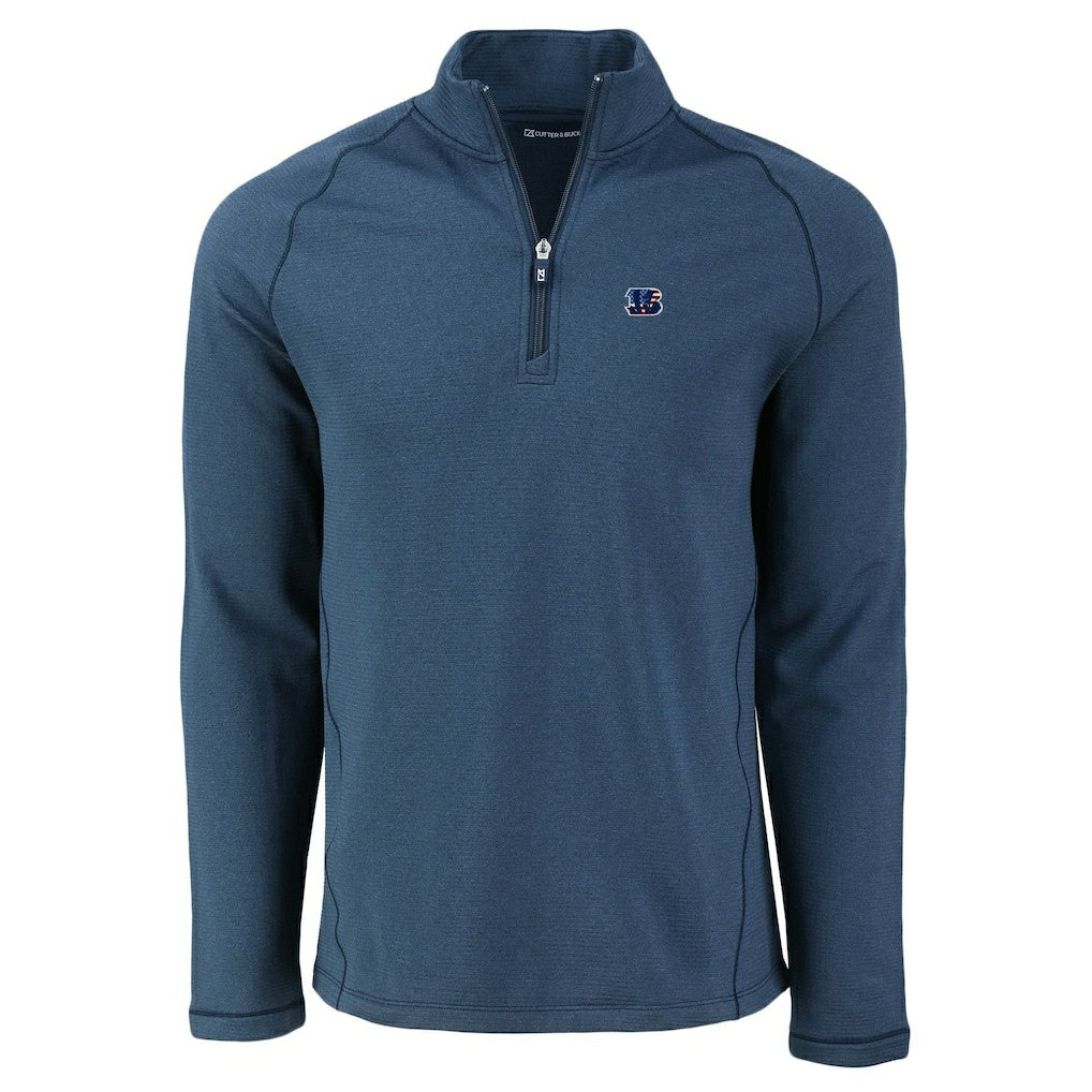 Cincinnati Bengals  Cutter & Buck Peshastin Eco Fleece Tri-Blend Raglan Recycled Quarter-Zip Jacket