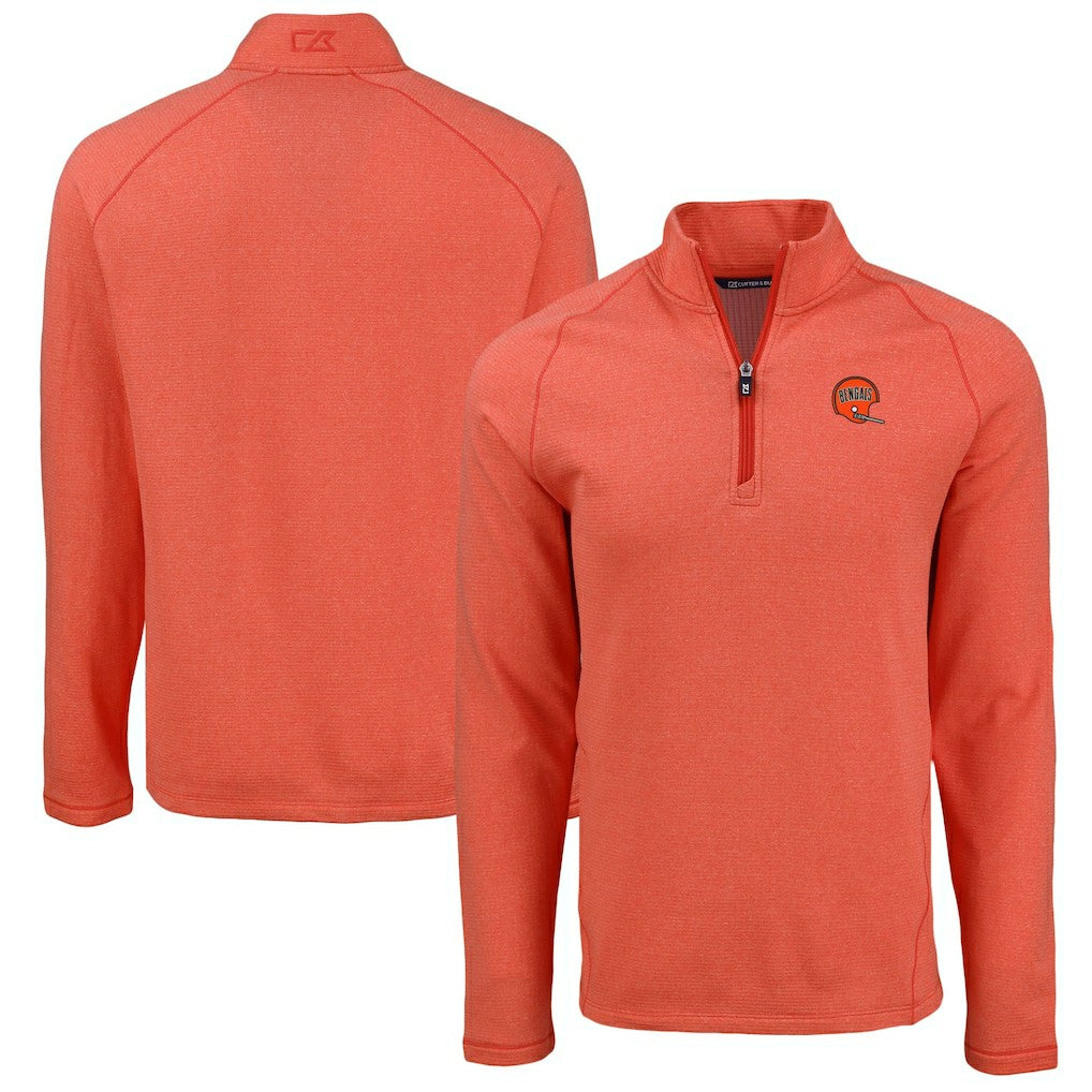 Cincinnati Bengals  Cutter & Buck Peshastin Eco Fleece Tri-Blend Raglan Recycled Quarter-Zip Jacket