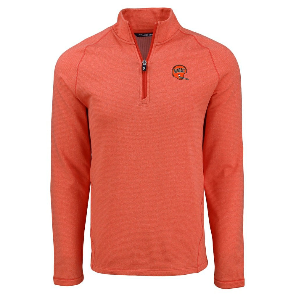 Cincinnati Bengals  Cutter & Buck Peshastin Eco Fleece Tri-Blend Raglan Recycled Quarter-Zip Jacket