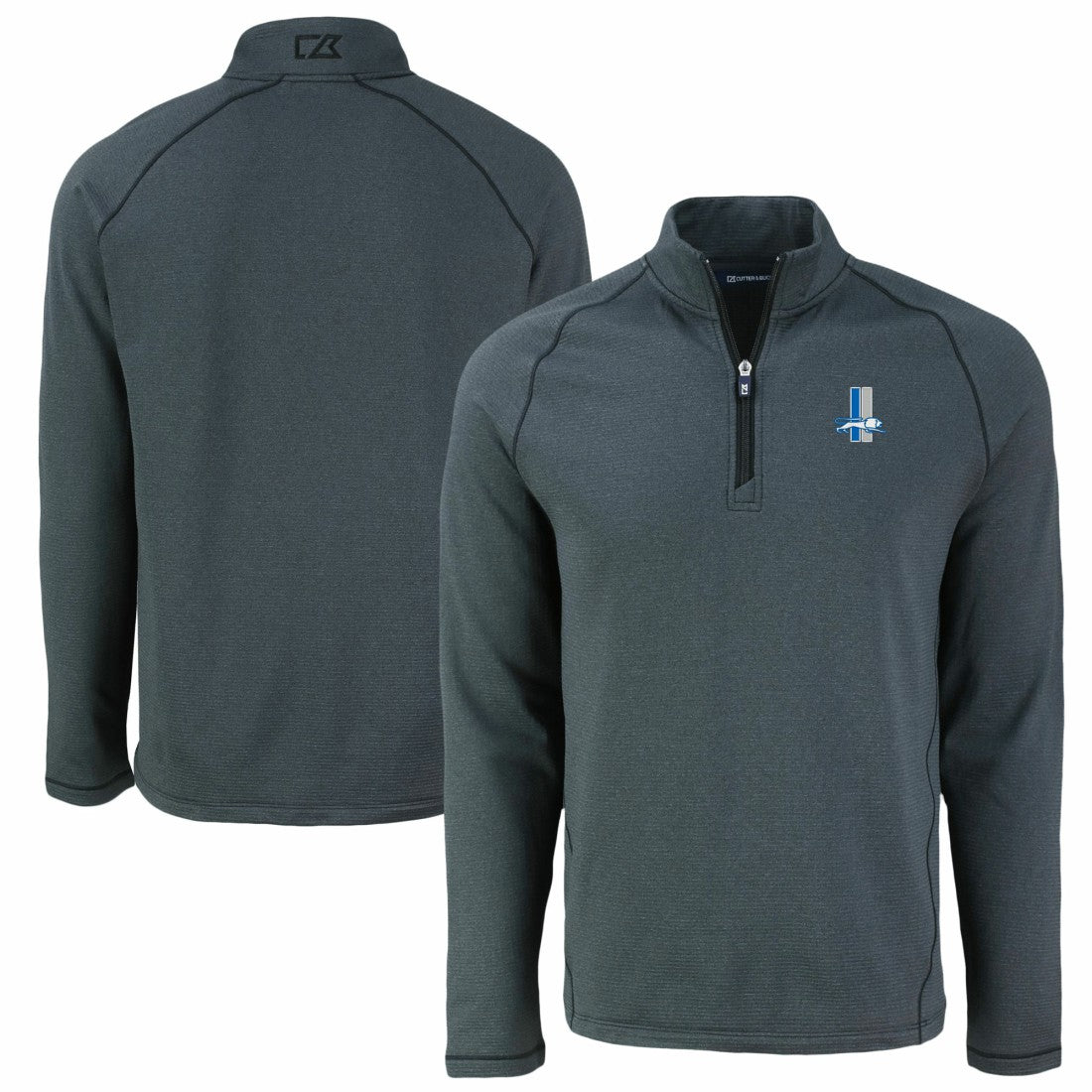 Detroit Lions  Cutter & Buck Peshastin Eco Fleece Tri-Blend Raglan Recycled Quarter-Zip Jacket