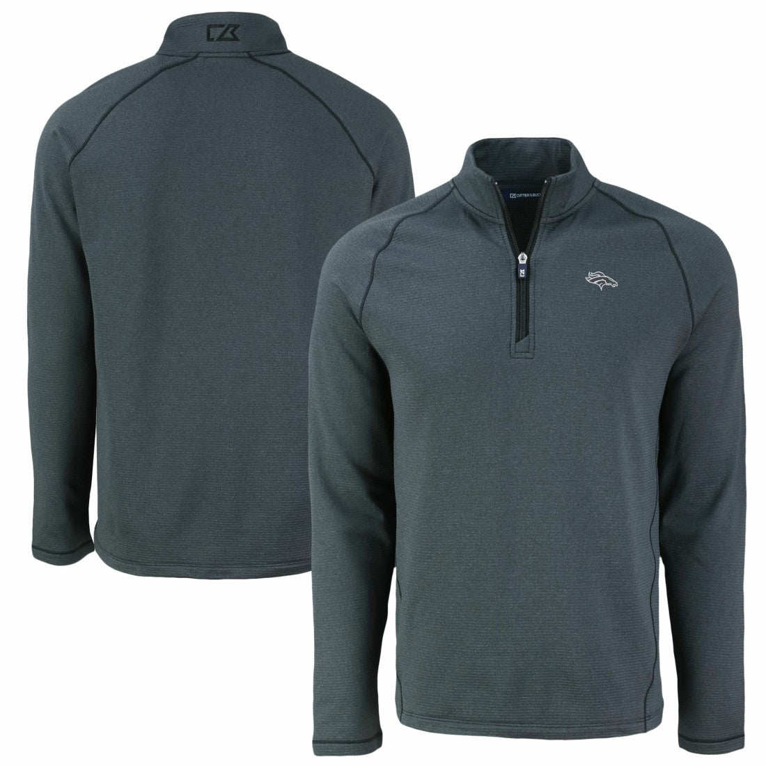 Denver Broncos  Cutter & Buck Peshastin Eco Fleece Tri-Blend Raglan Recycled Quarter-Zip Jacket