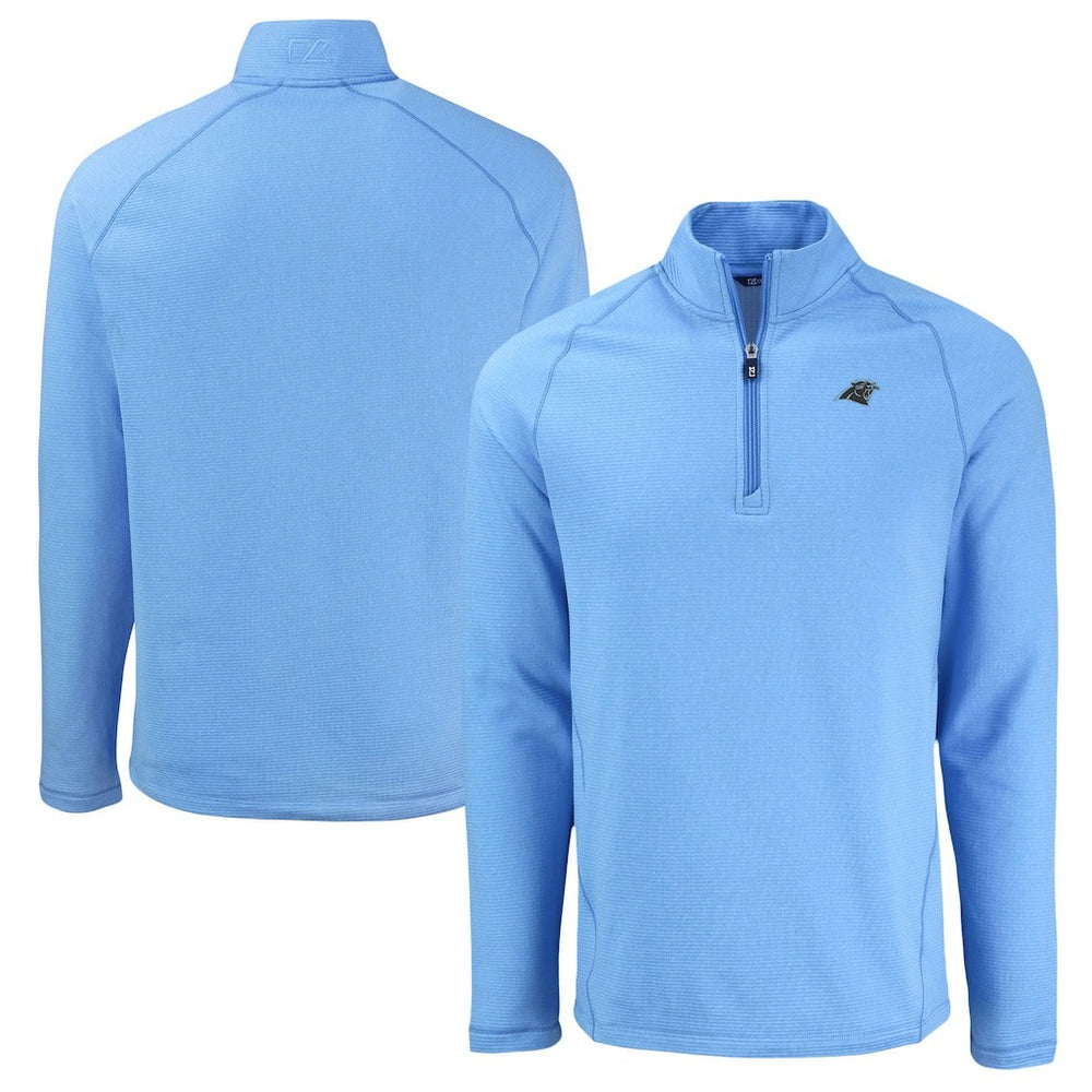 Carolina Panthers  Cutter & Buck Peshastin Eco Fleece Tri-Blend Raglan Recycled Quarter-Zip Jacket