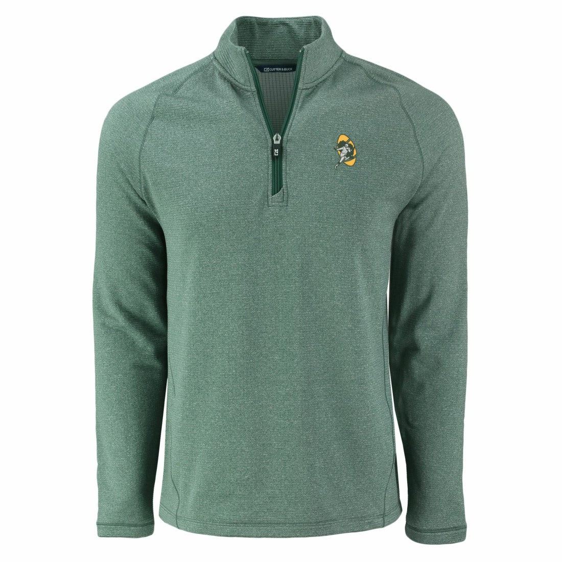 Green Bay Packers  Cutter & Buck Peshastin Eco Fleece Tri-Blend Raglan Recycled Quarter-Zip Jacket