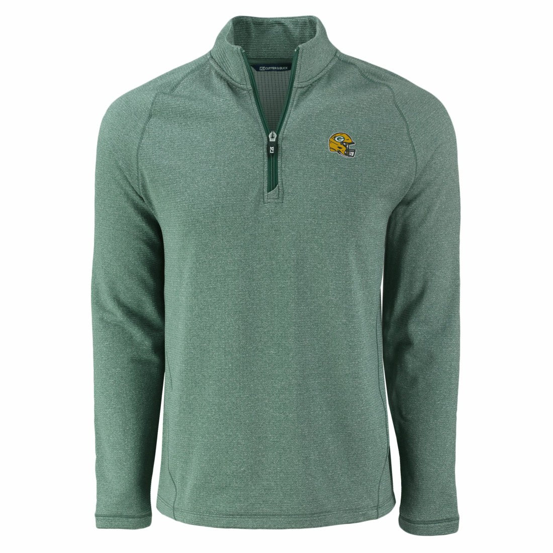 Green Bay Packers  Cutter & Buck Peshastin Eco Fleece Tri-Blend Raglan Recycled Quarter-Zip Jacket