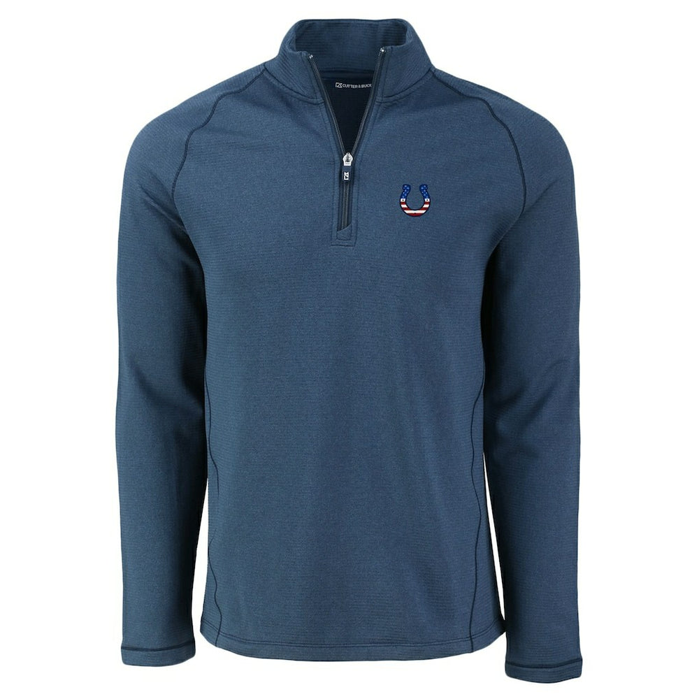 Indianapolis Colts  Cutter & Buck Peshastin Eco Fleece Tri-Blend Raglan Recycled Quarter-Zip Jacket