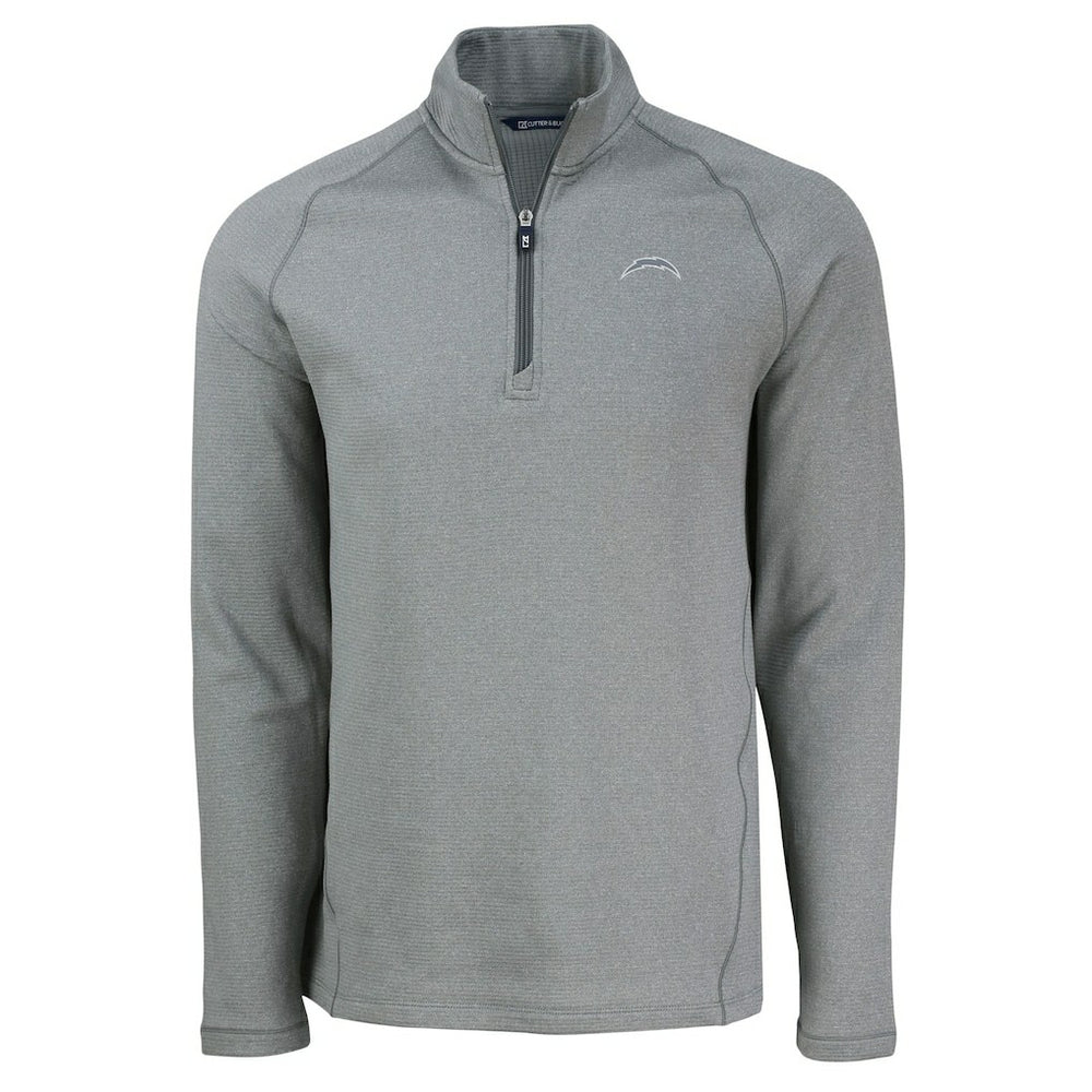 Los Angeles Chargers  Cutter & Buck Peshastin Eco Fleece Tri-Blend Raglan Recycled Quarter-Zip Jacket