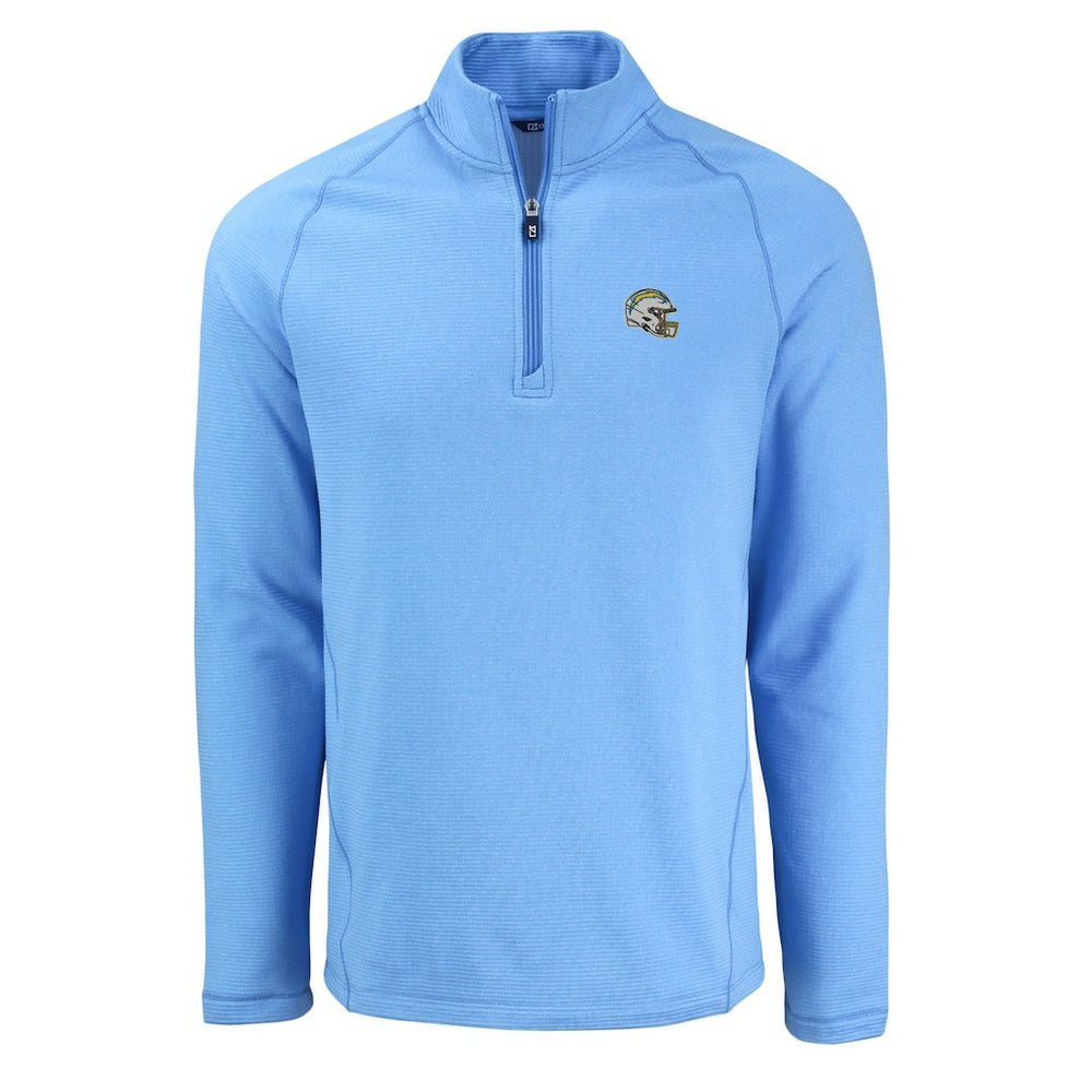 Los Angeles Chargers  Cutter & Buck Peshastin Eco Fleece Tri-Blend Raglan Recycled Quarter-Zip Jacket