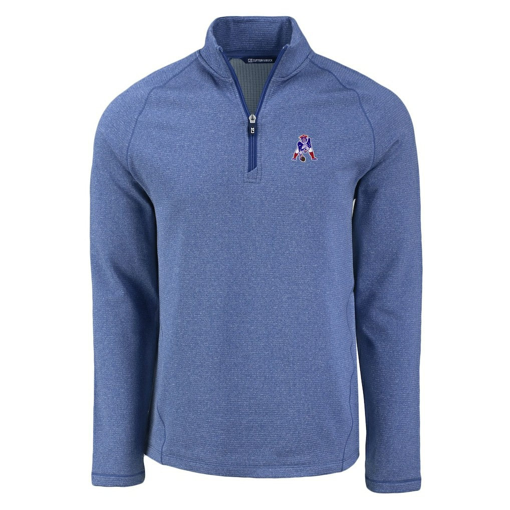 New England Patriots  Cutter & Buck Peshastin Eco Fleece Tri-Blend Raglan Recycled Quarter-Zip Jacket