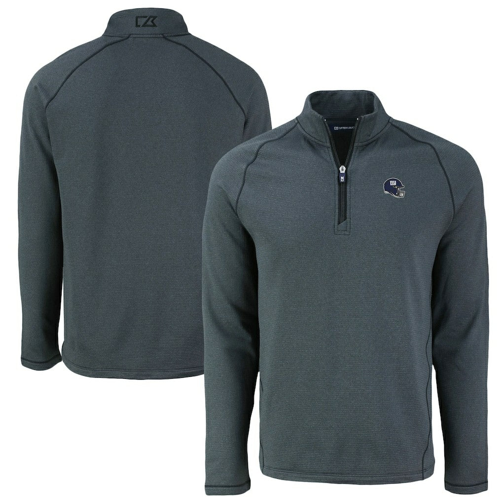 New York Giants  Cutter & Buck Peshastin Eco Fleece Tri-Blend Raglan Recycled Quarter-Zip Jacket