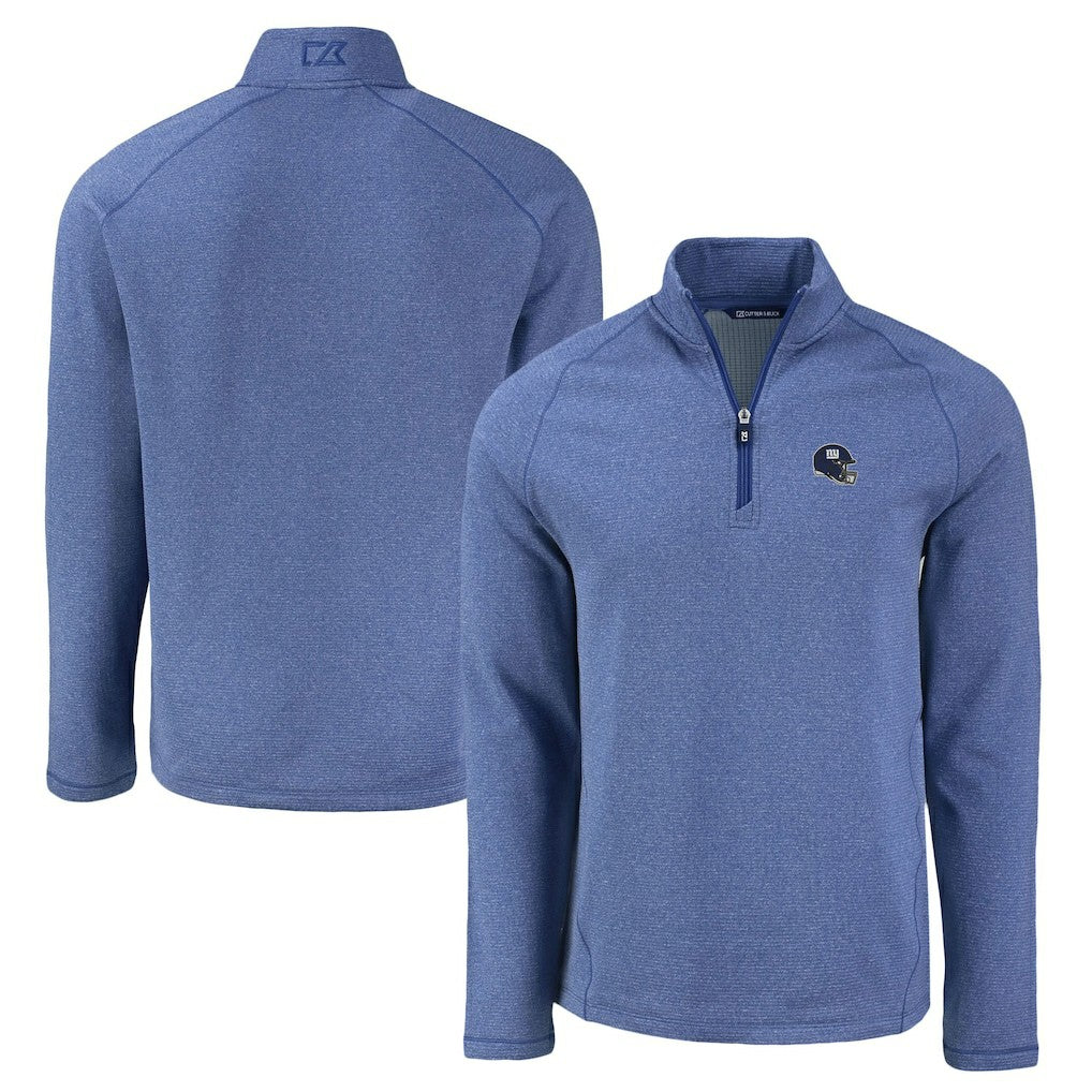 New York Giants  Cutter & Buck Peshastin Eco Fleece Tri-Blend Raglan Recycled Quarter-Zip Jacket