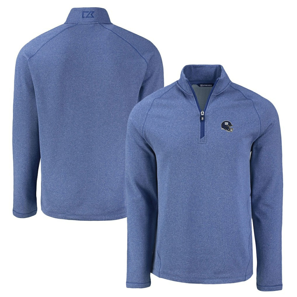 New York Giants  Cutter & Buck Peshastin Eco Fleece Tri-Blend Raglan Recycled Quarter-Zip Jacket