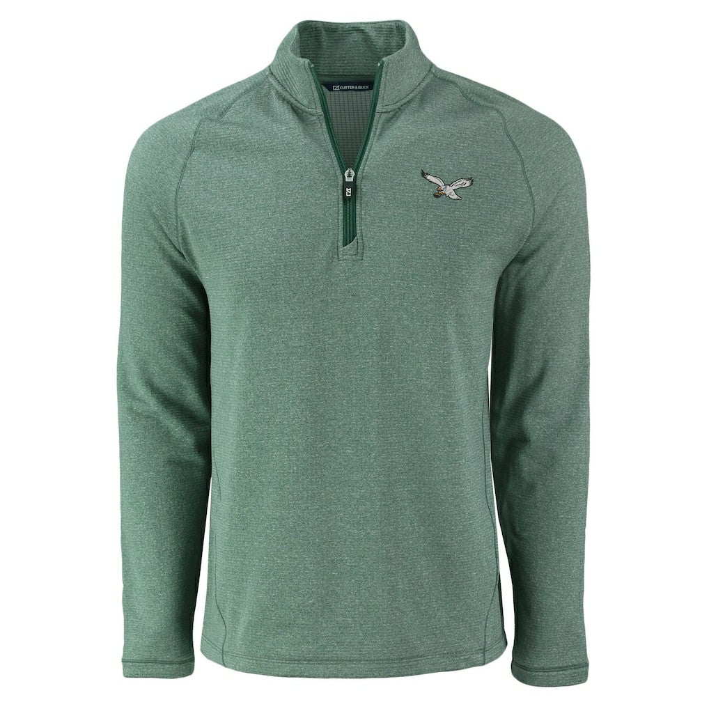 Philadelphia Eagles  Cutter & Buck Peshastin Eco Fleece Tri-Blend Raglan Recycled Quarter-Zip Jacket